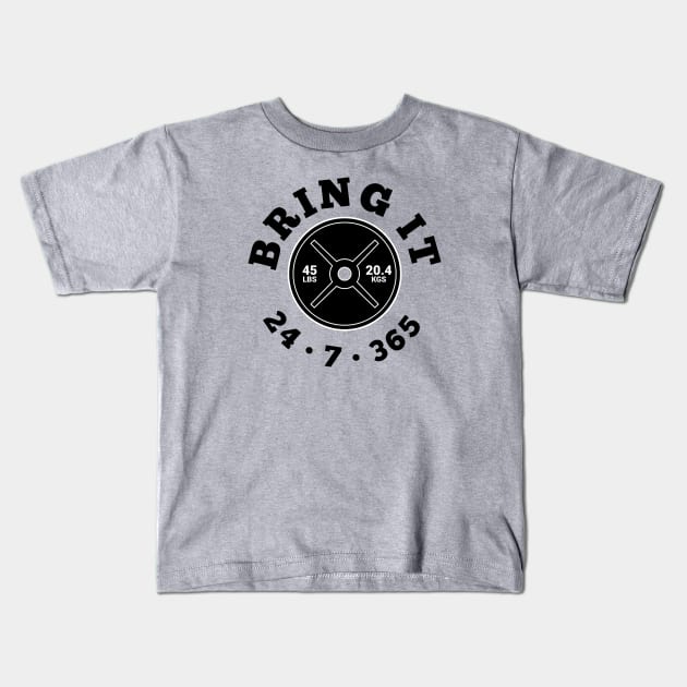 Bring It! Weight plate Kids T-Shirt by Markaneu